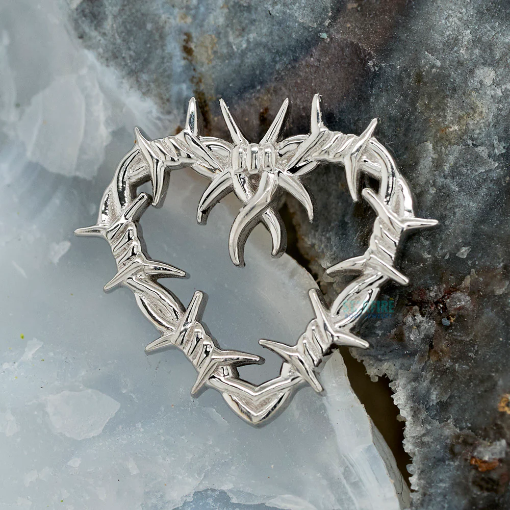 Barbed Wire Heart Threaded End in Gold - Image 2