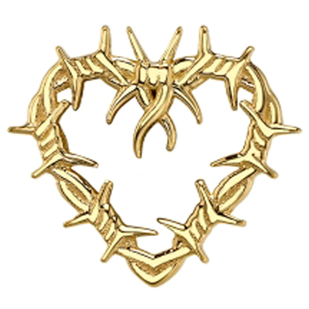 Barbed Wire Heart Threaded End in Gold - Image 3