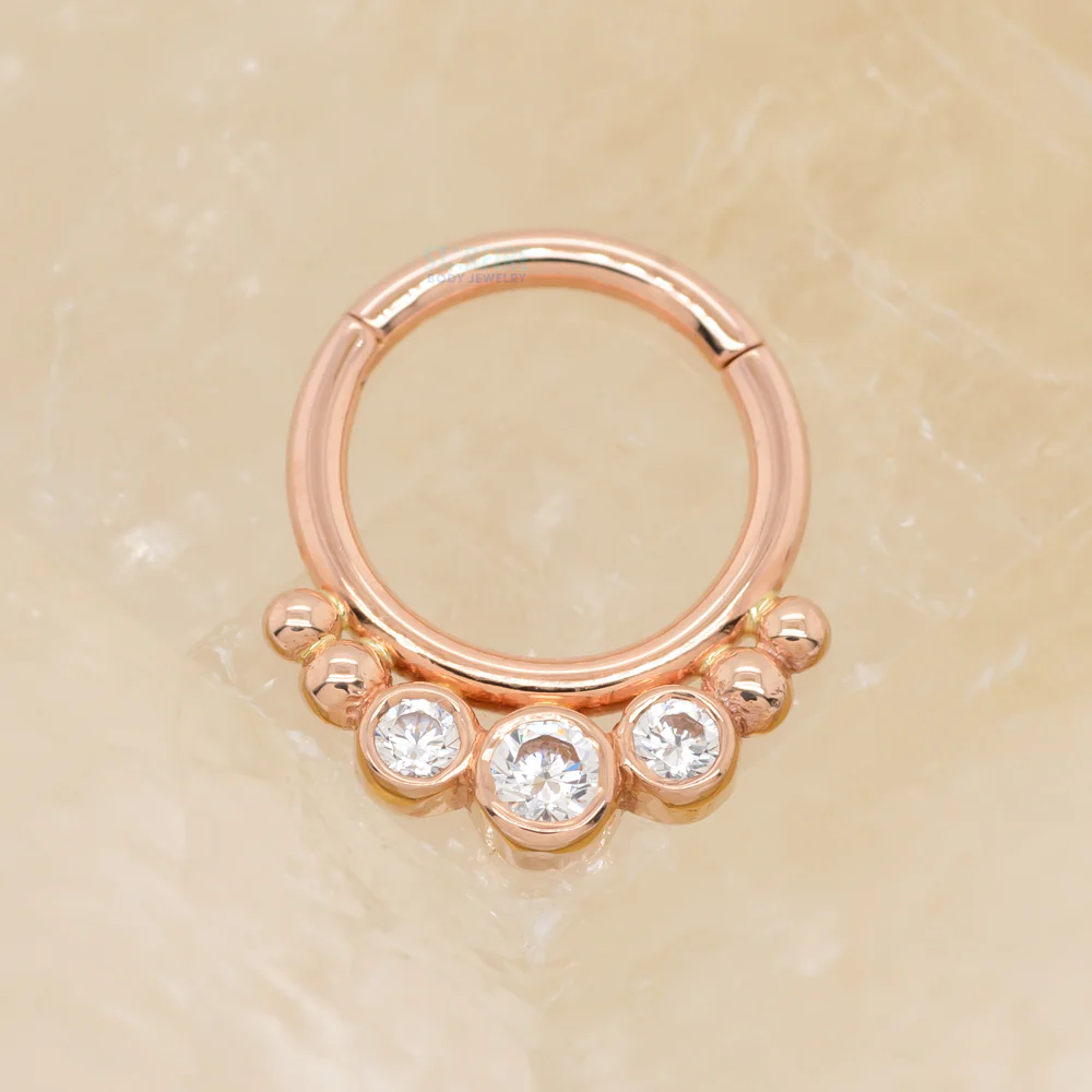 "Barra" Hinge Ring in Gold with White CZ's - Image 2