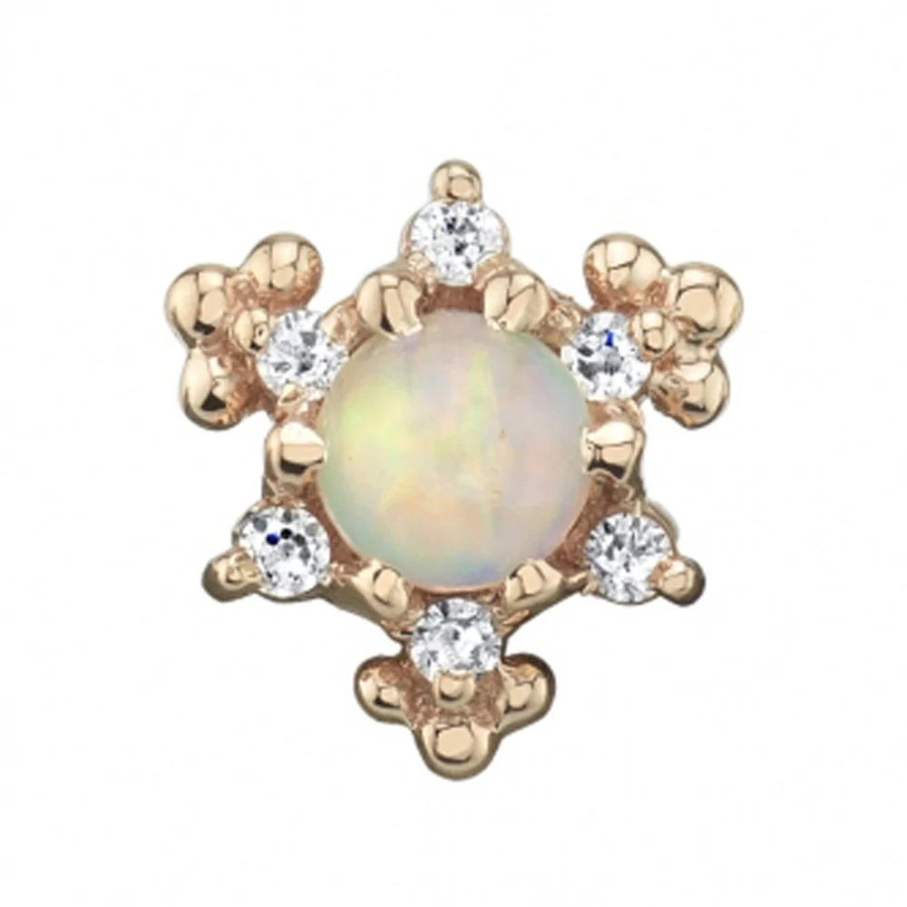 "Bayle" Threaded End in Gold with Genuine White Opal & DIAMONDS - Image 2