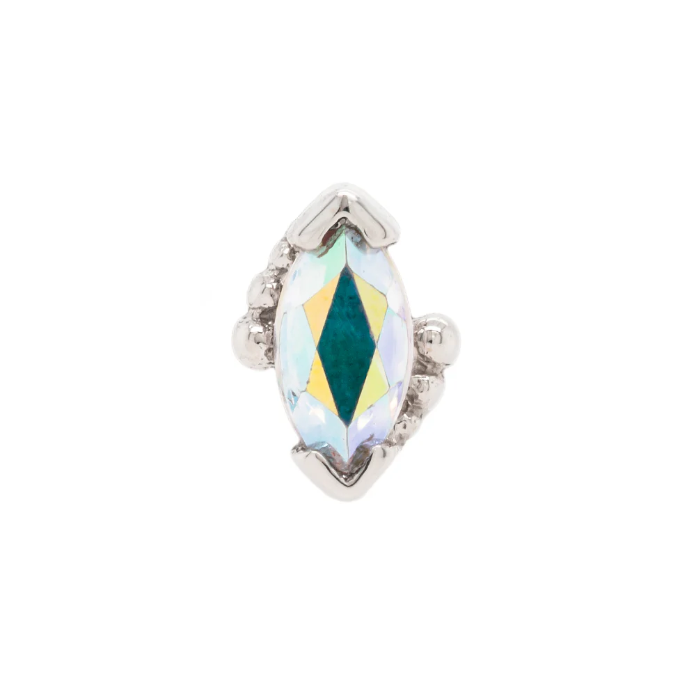 Beaded Marquise Threaded End in Gold with Mercury Mist Topaz - Image 3