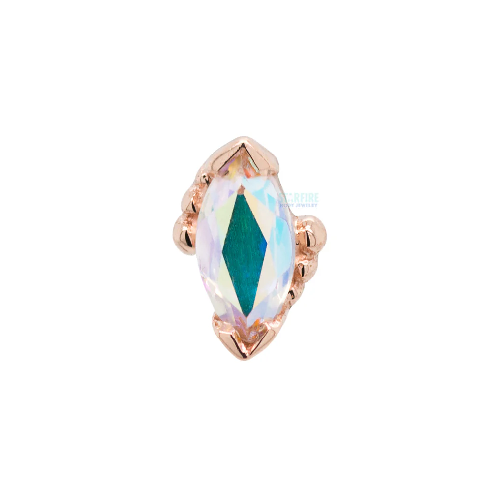 Beaded Marquise Threaded End in Gold with Mercury Mist Topaz - Image 4