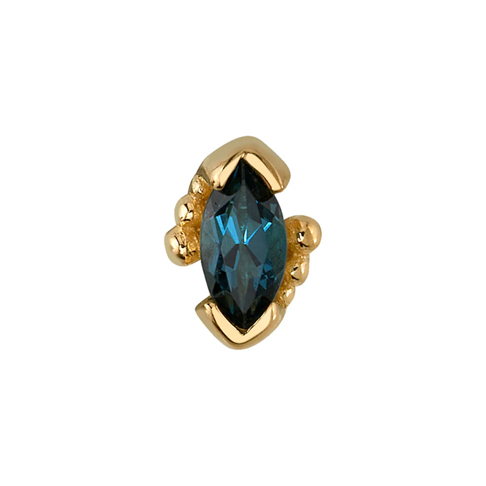 Beaded Marquise Threaded End in Gold with London Blue Topaz - Image 3