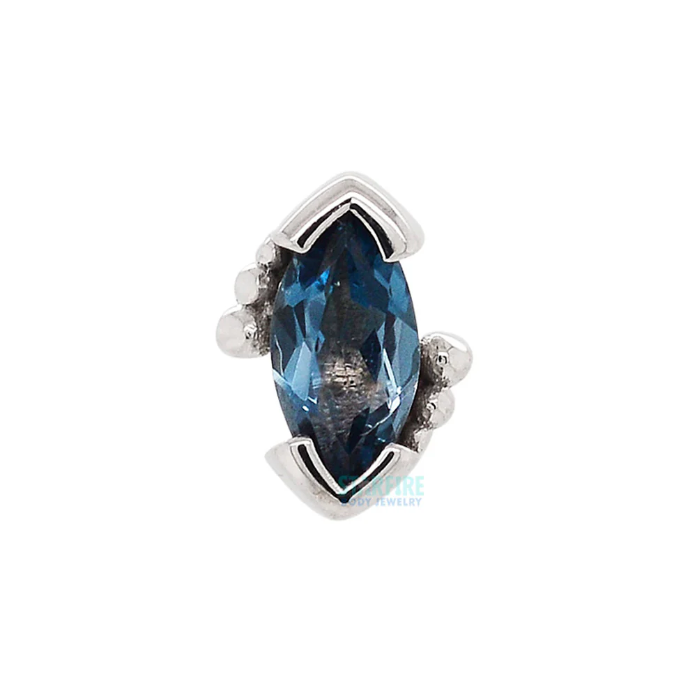 Beaded Marquise Threaded End in Gold with London Blue Topaz - Image 5