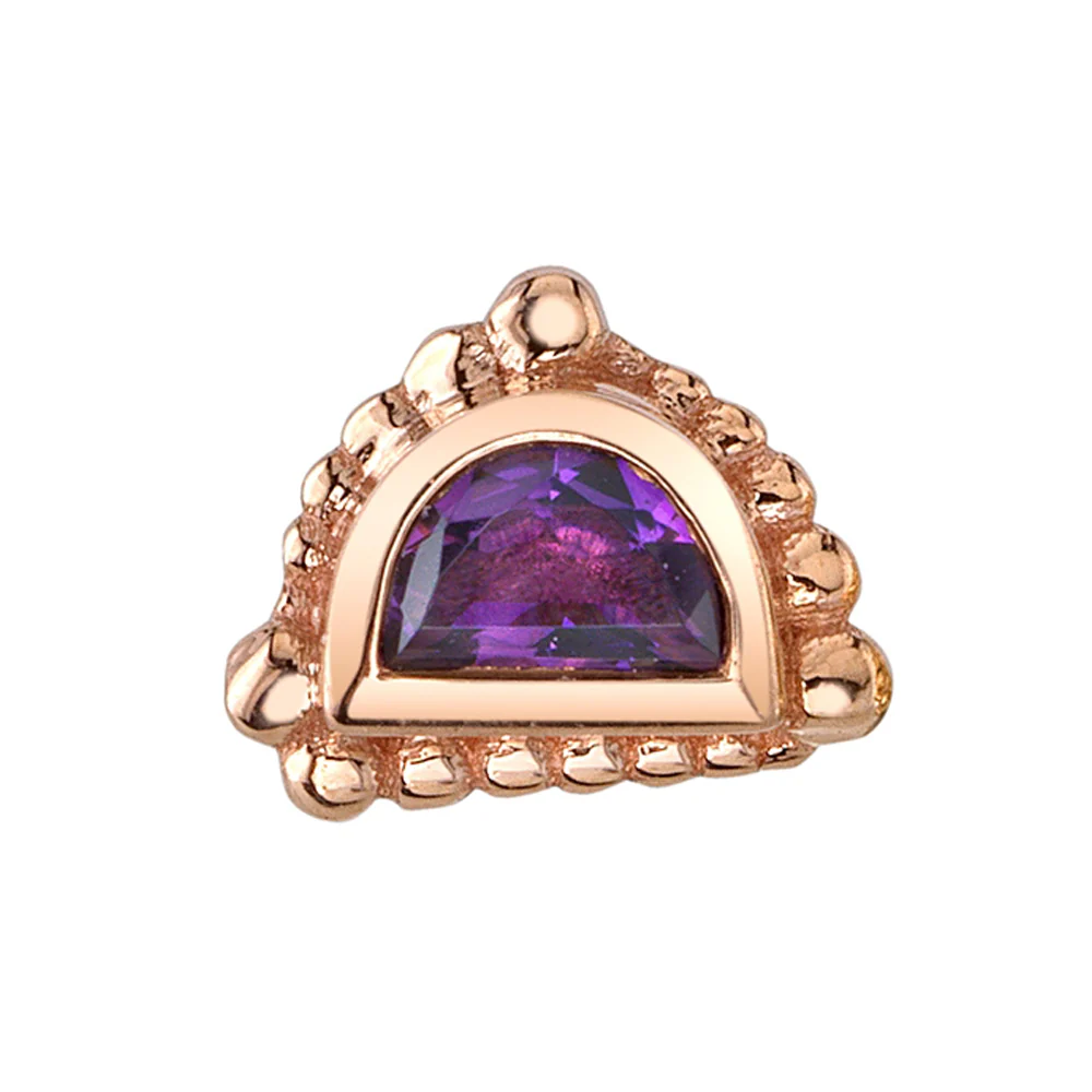 Beaded Moon Threaded End in Gold with Rhodolite
