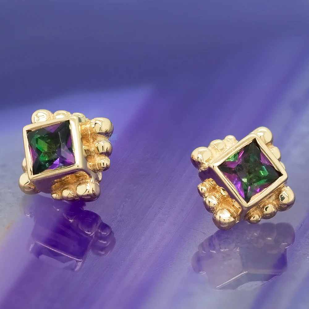 Beaded Princess Threaded End in Gold with Mystic Topaz - Image 2