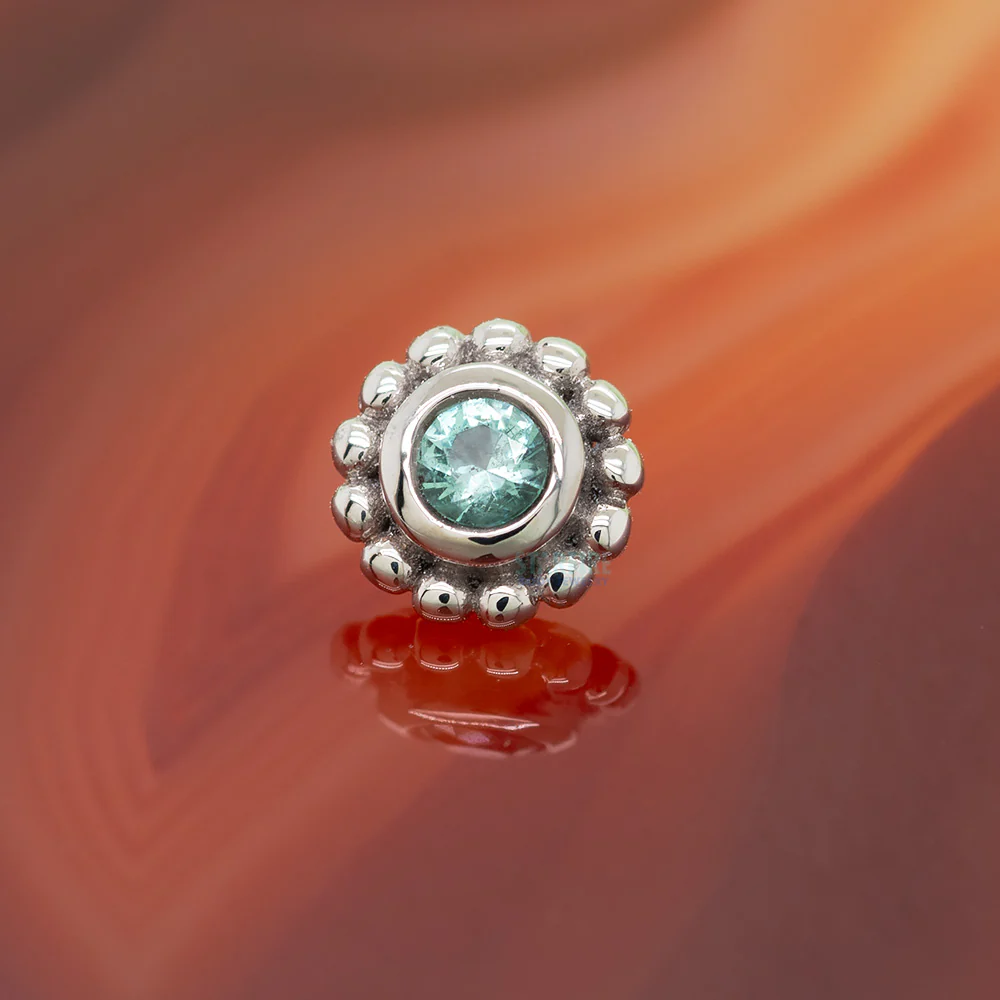 Beaded "Raine" Threaded End in Gold with Mint Beryl - Image 2