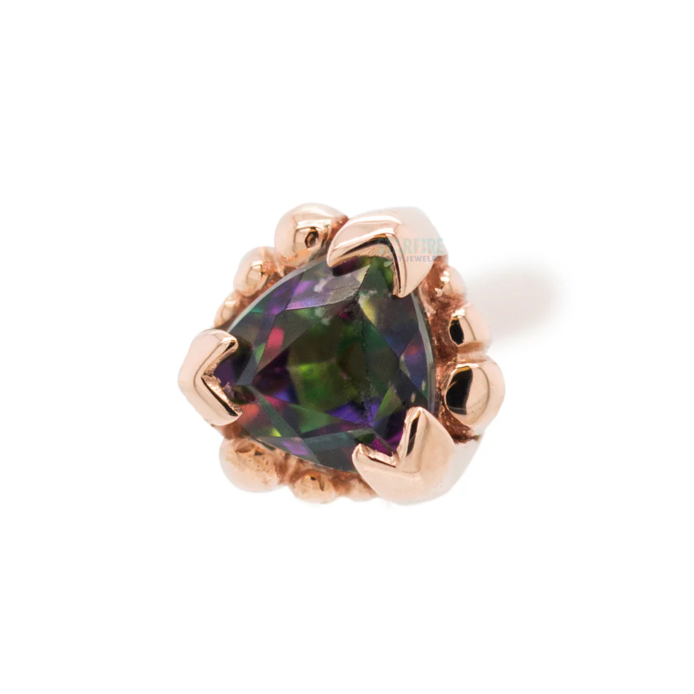 Beaded Trillion Nostril Screw in Gold with Mystic Topaz - Image 3