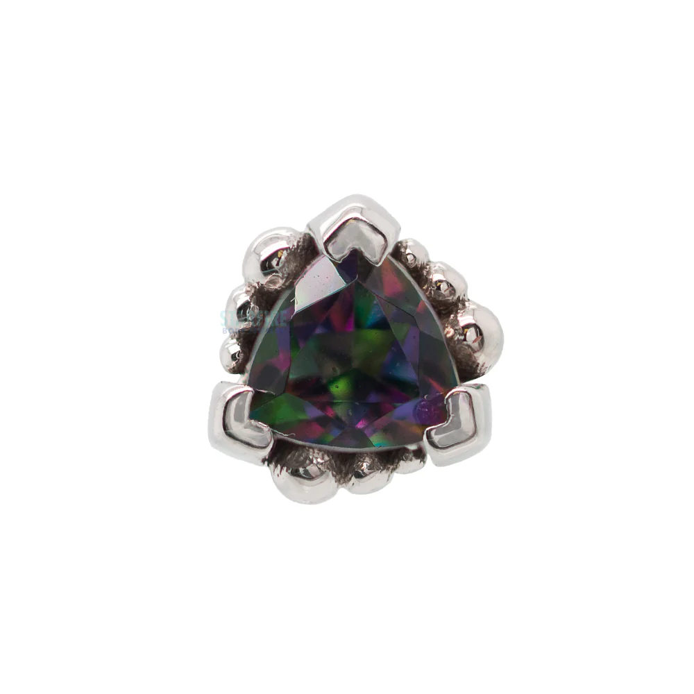 Beaded Trillion Nostril Screw in Gold with Mystic Topaz - Image 5