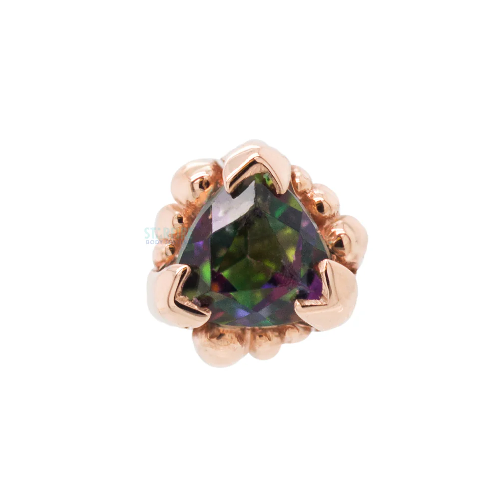 Beaded Trillion Nostril Screw in Gold with Mystic Topaz - Image 6