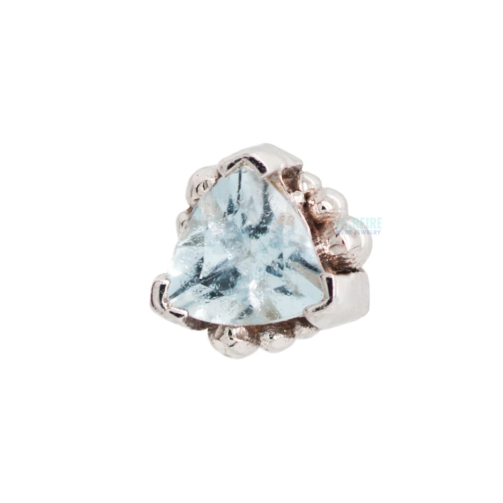 Beaded Trillion Threaded End in Gold with Aquamarine - Image 4