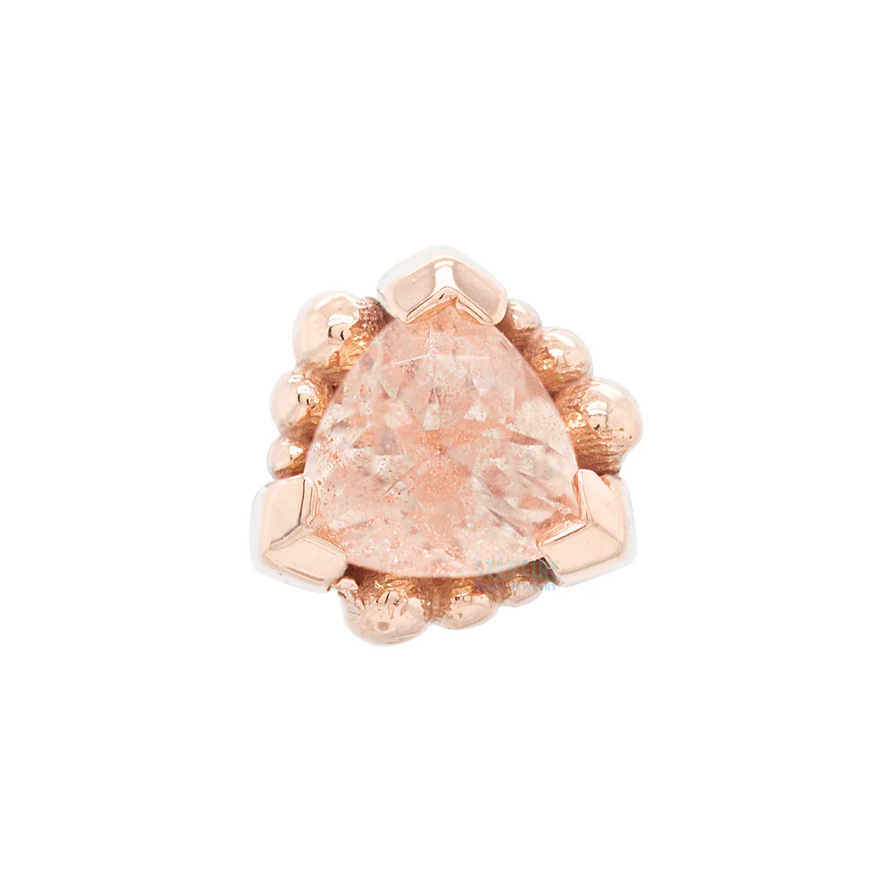 Beaded Trillion Threaded End in Gold with Oregon Sunstone - Image 3