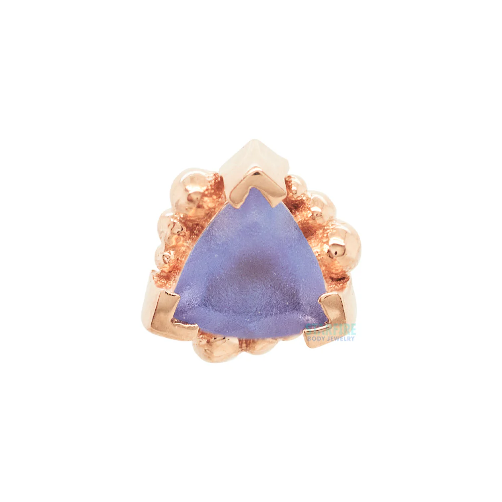Beaded Trillion Threaded End in Gold with Sandblasted Tanzanite