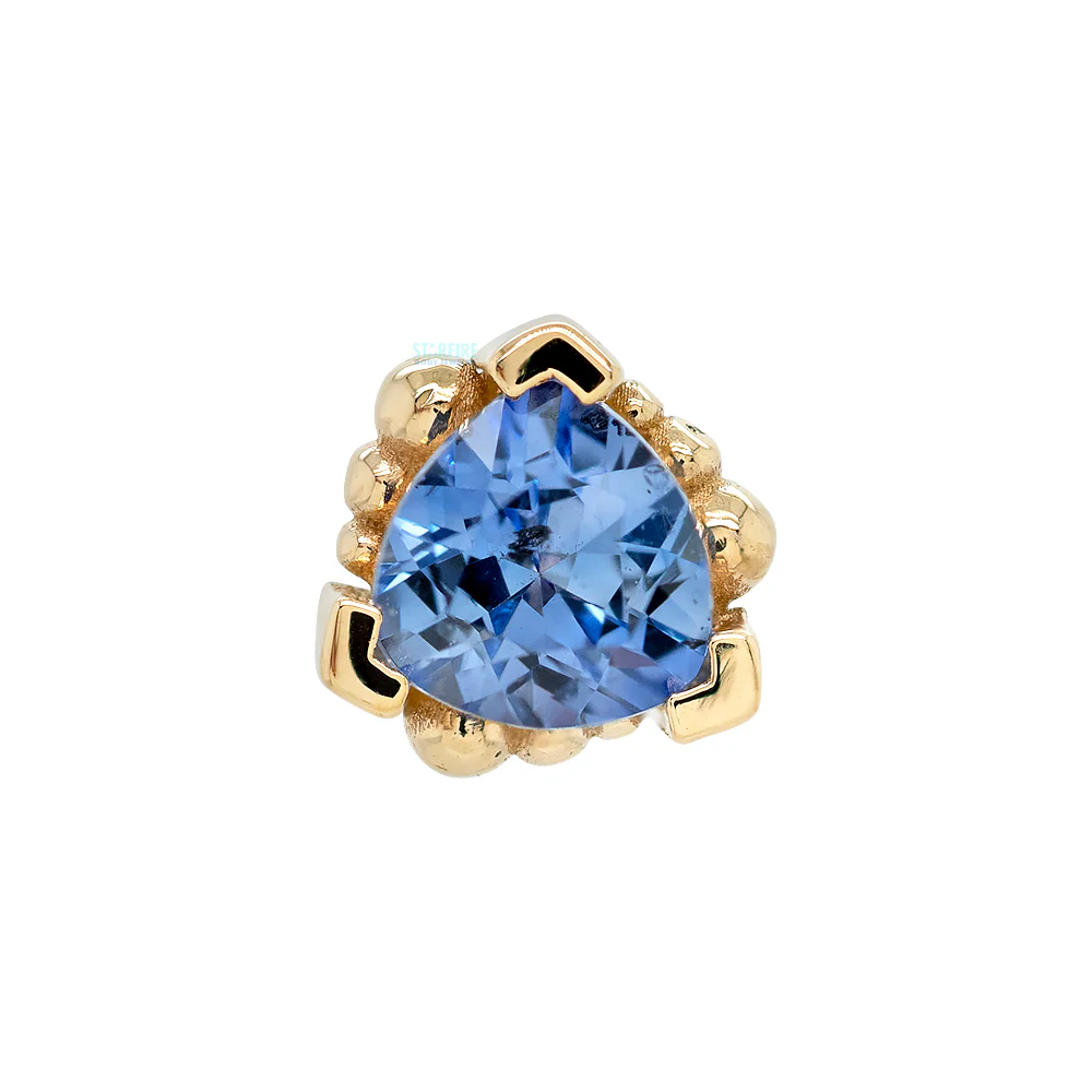Beaded Trillion Threaded End in Gold with Tanzanite - Image 3