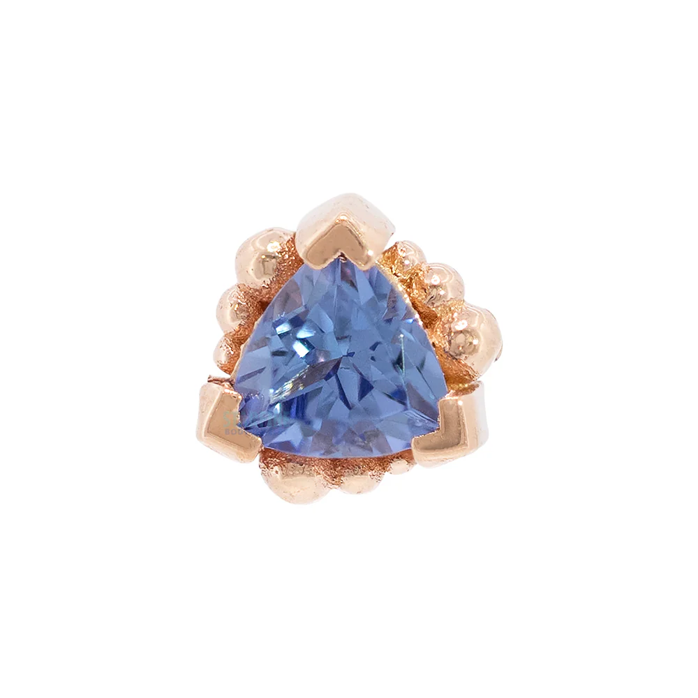 Beaded Trillion Threaded End in Gold with Tanzanite - Image 4