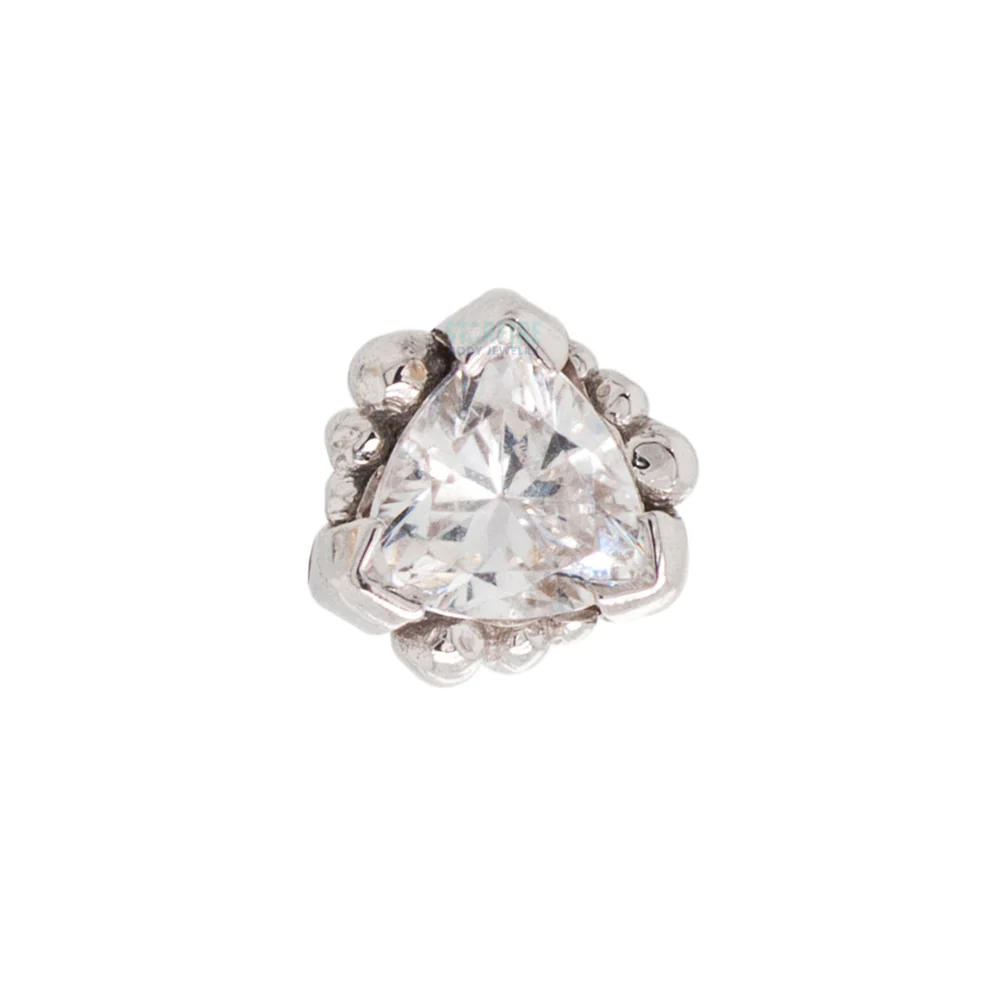 Beaded Trillion Threaded End in Gold with White CZ - Image 4