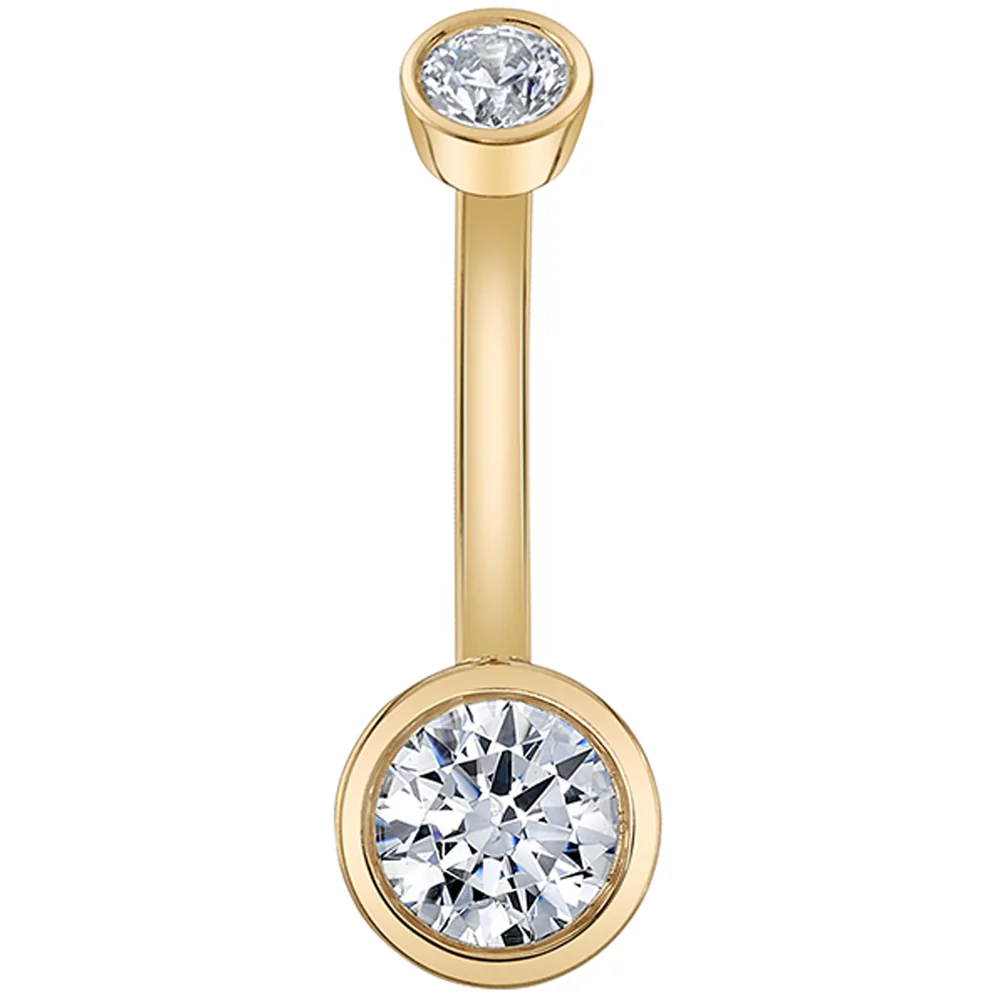 Bezel-Set Navel Curve in Gold & Platinum with DIAMONDS