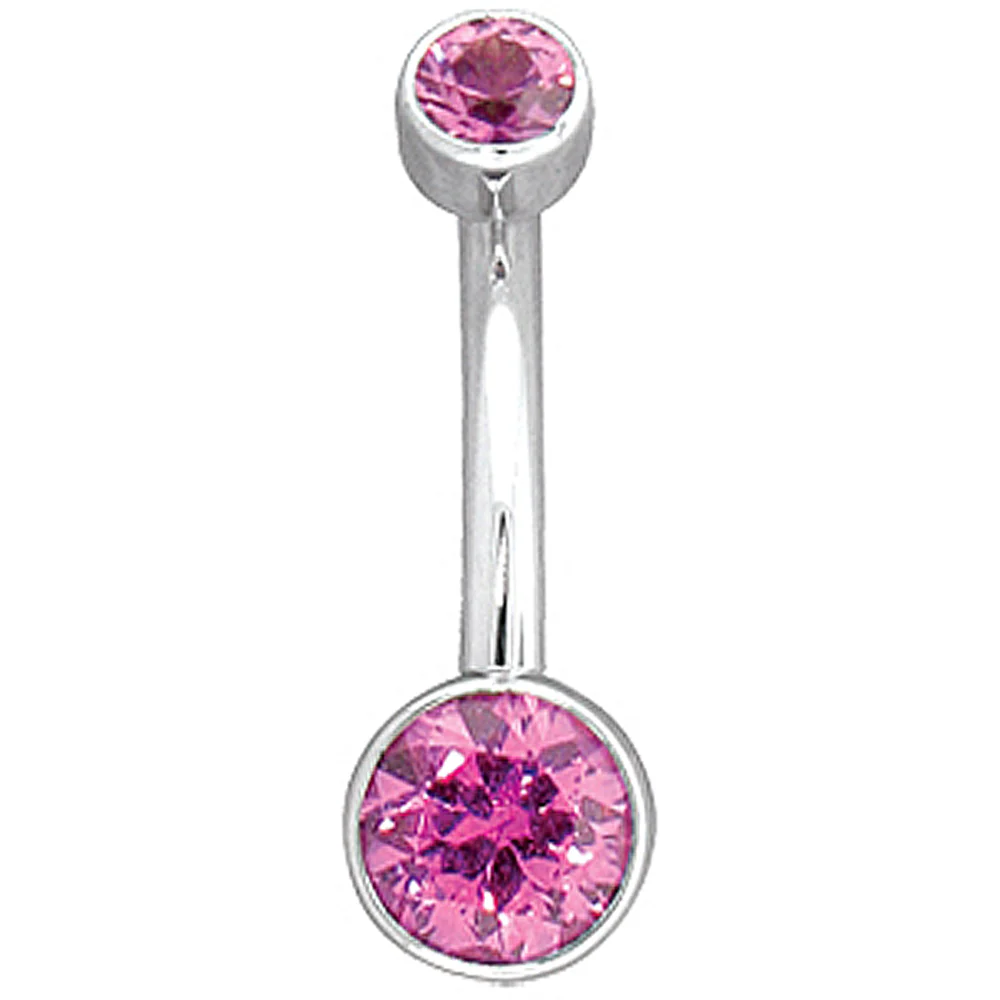 Bezel-Set Navel Curve in Gold & Platinum with Rhodolite - Image 2
