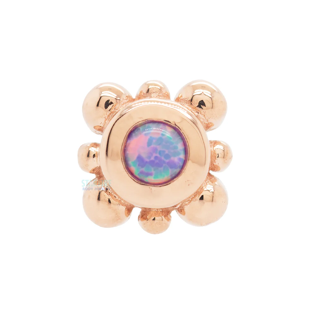 Bezel with 8 Beads Nostril Screw in Gold with Lavender Opal - Image 3