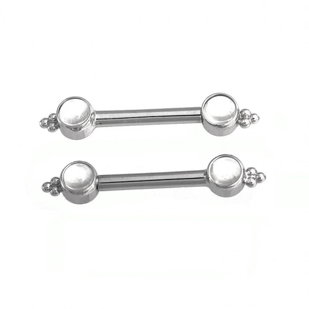 Bezel with Tri Bead in Gold Nipple Barbells with Moonstones - Image 2