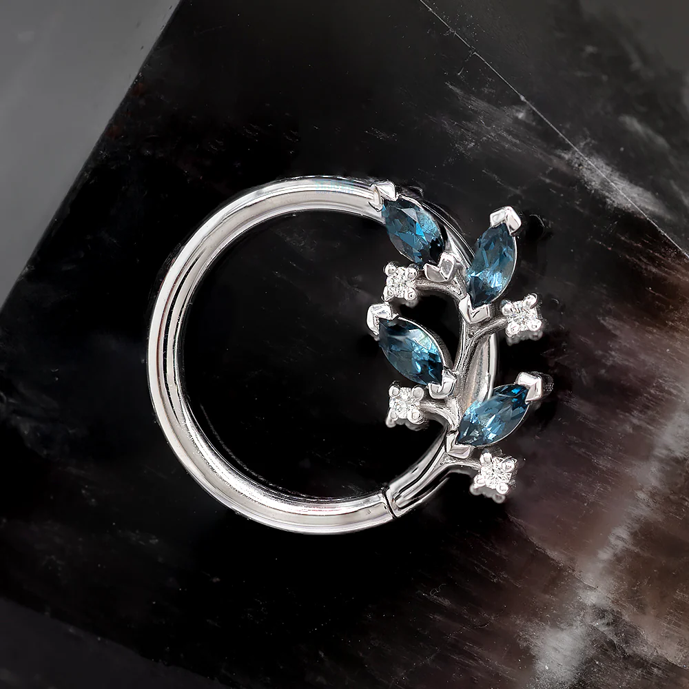 "Bitter Sweet" Seam Ring in Gold with London Blue Topaz & Diamonds - Image 2