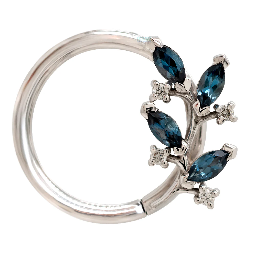 "Bitter Sweet" Seam Ring in Gold with London Blue Topaz & Diamonds - Image 3