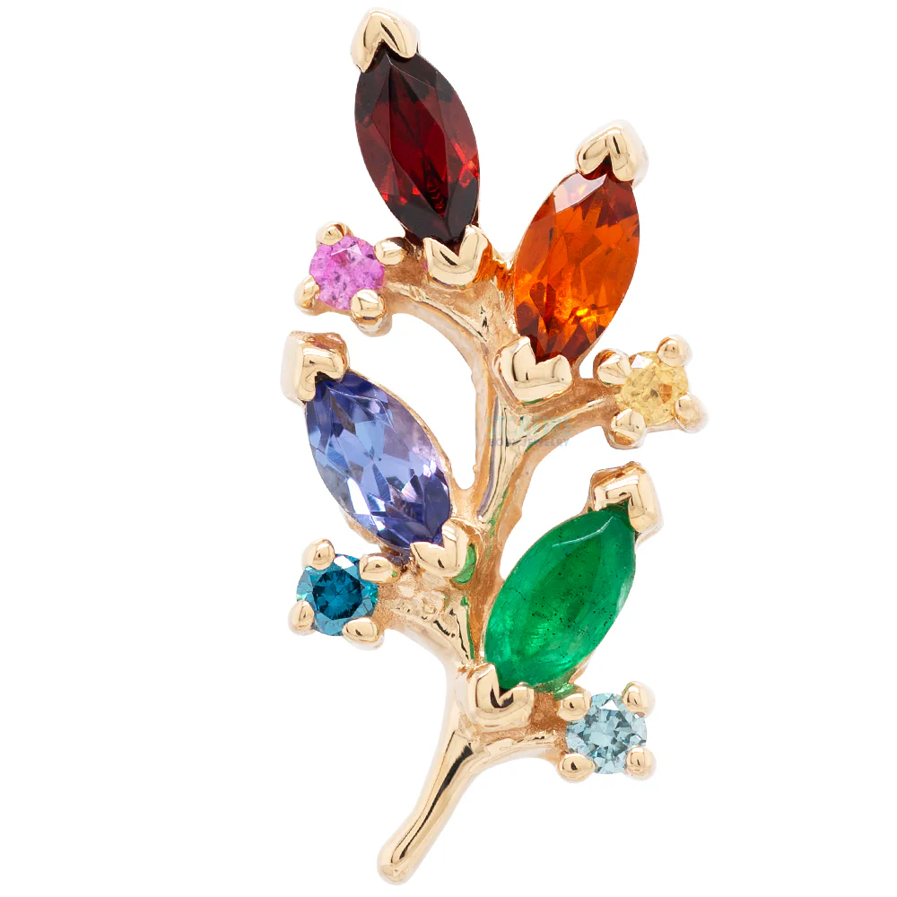 "Bitter Sweet" Threaded End in Gold Rainbow with Genuine Gemstones - Image 2