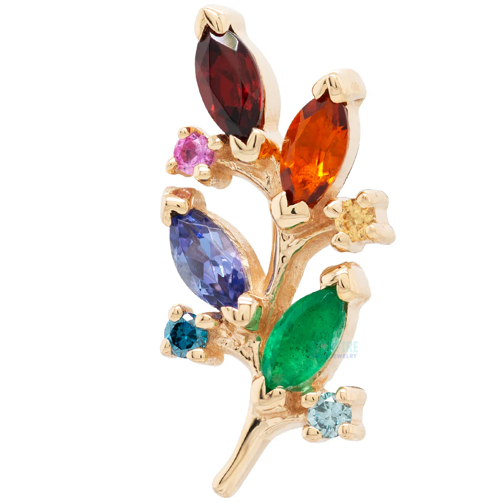 "Bitter Sweet" Threaded End in Gold Rainbow with Genuine Gemstones - Image 3