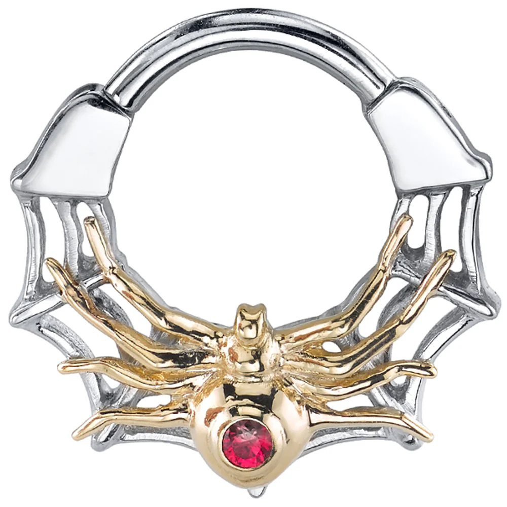 "Black Widow" Hinge Ring in Gold with Red Spinel - Image 2