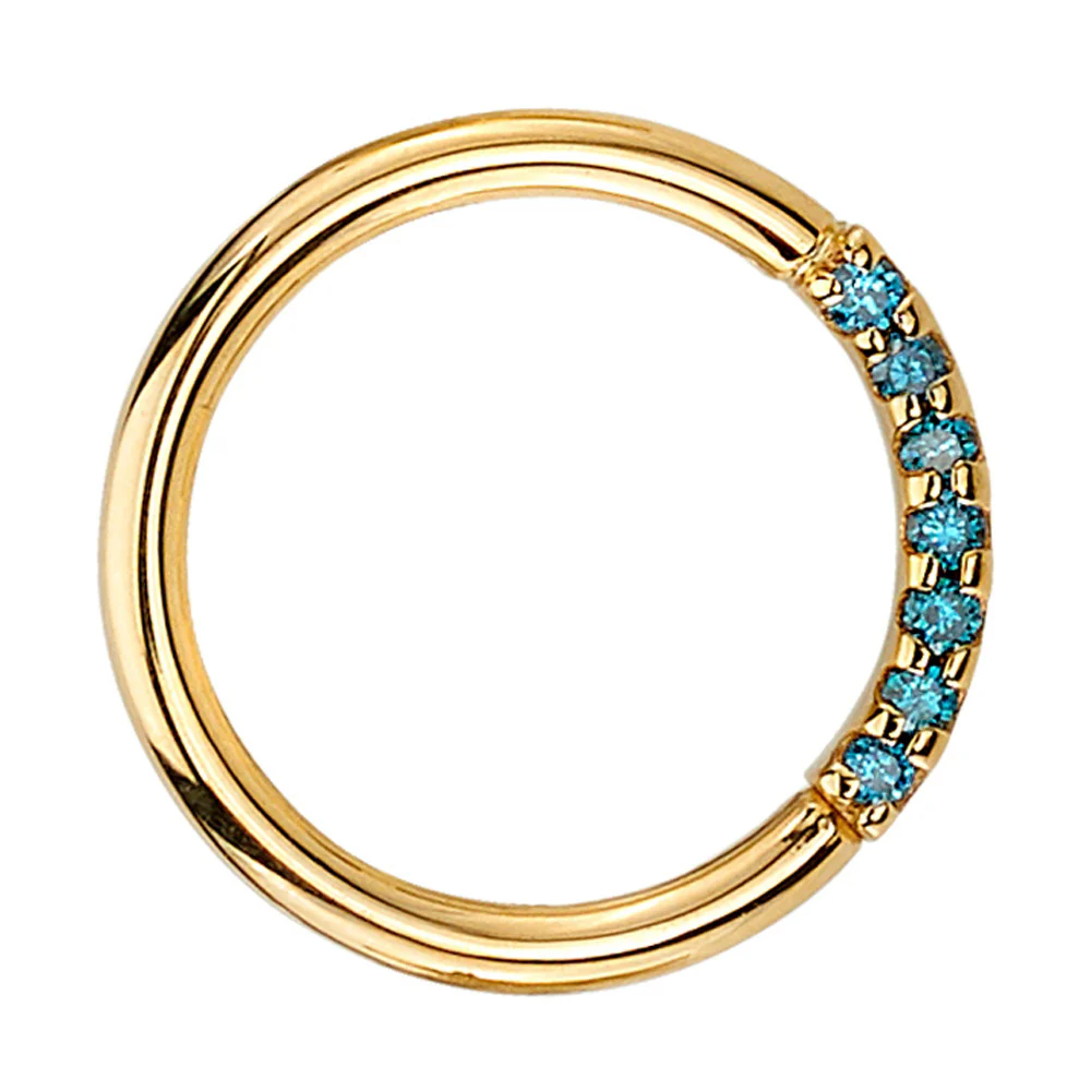 "Blaze 7" Seam Ring in Gold with Irradiated Ocean Blue Diamond - Image 2