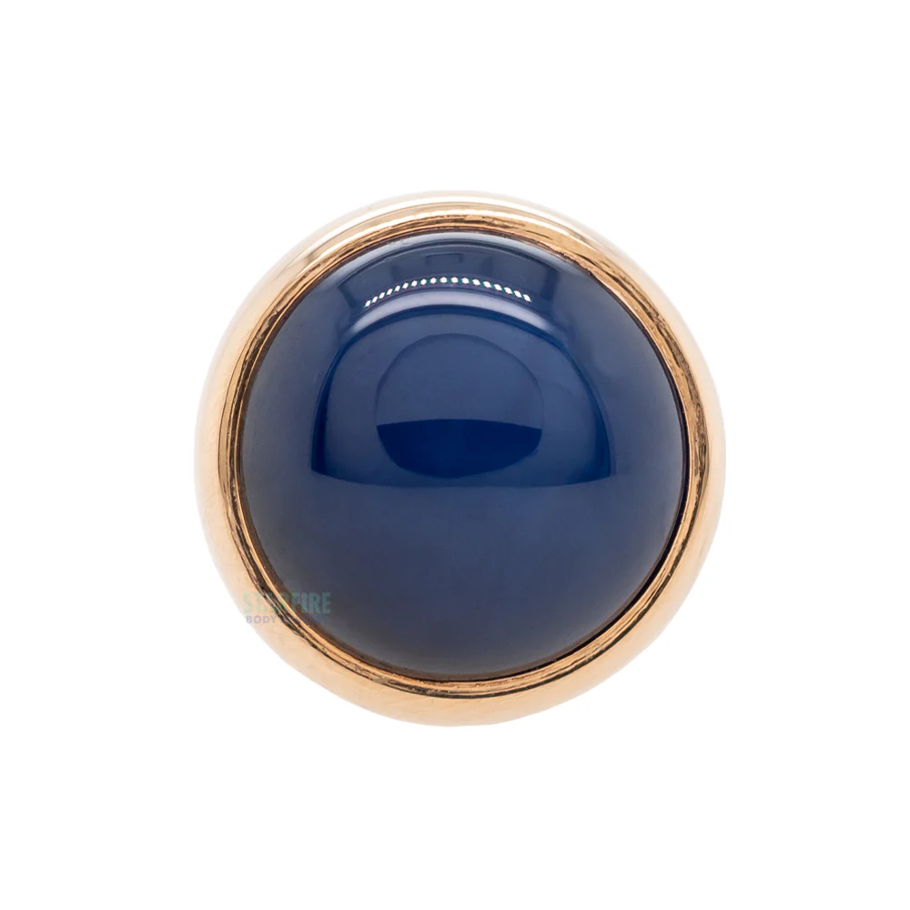 Blue Star Sapphire Cabochon in Cup Setting Threaded End in Gold - Image 3