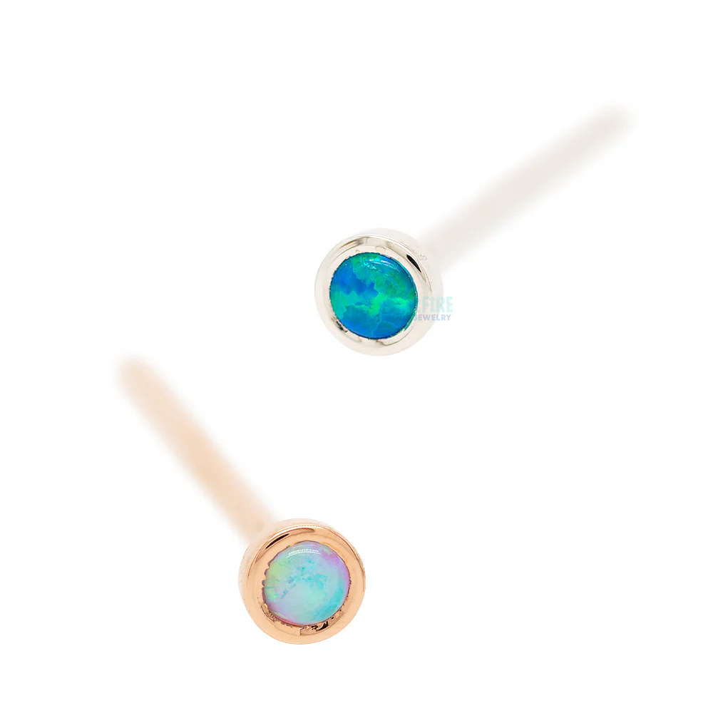 2mm Opal in Cup Setting Nostril Screw in Gold - Image 2