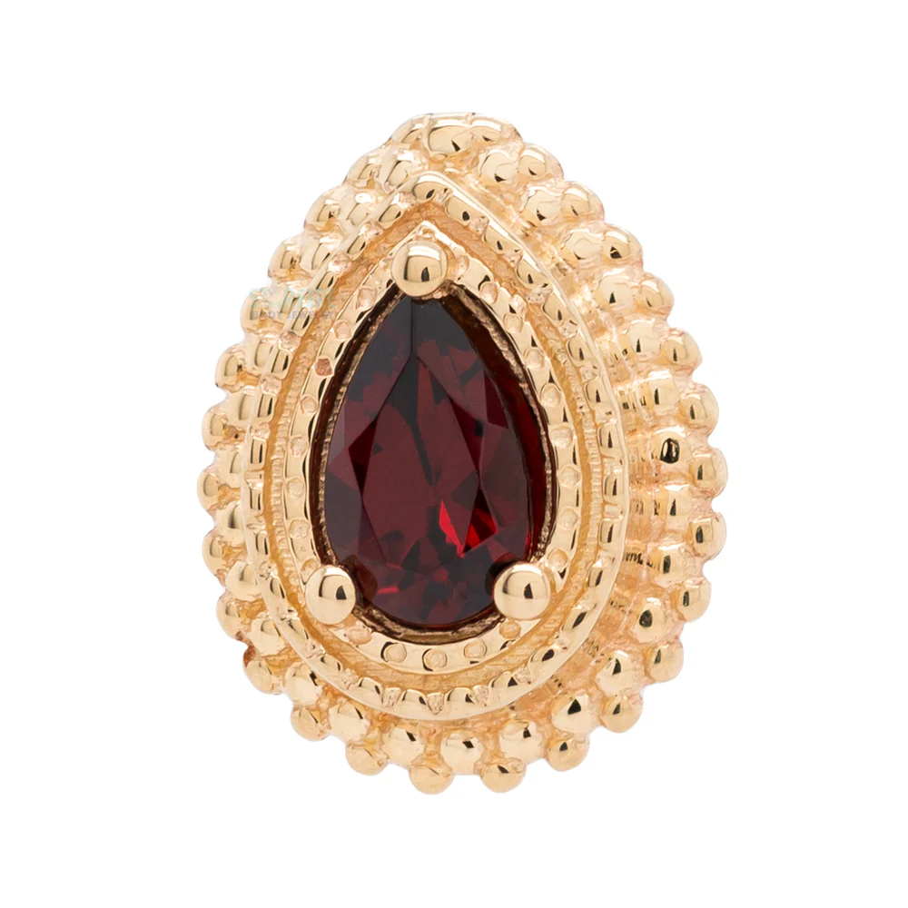Afghan Pear Threaded End in Gold with Garnet - Image 3