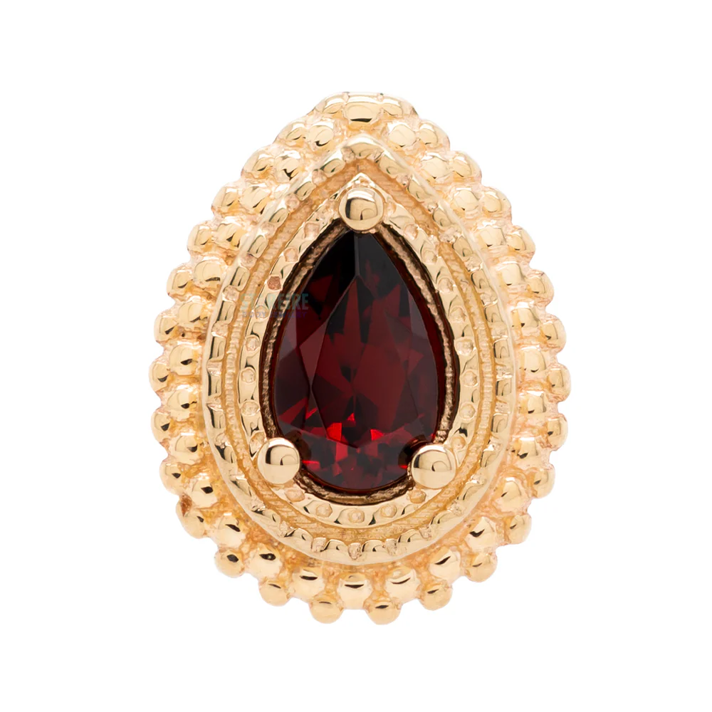 Afghan Pear Threaded End in Gold with Garnet - Image 4