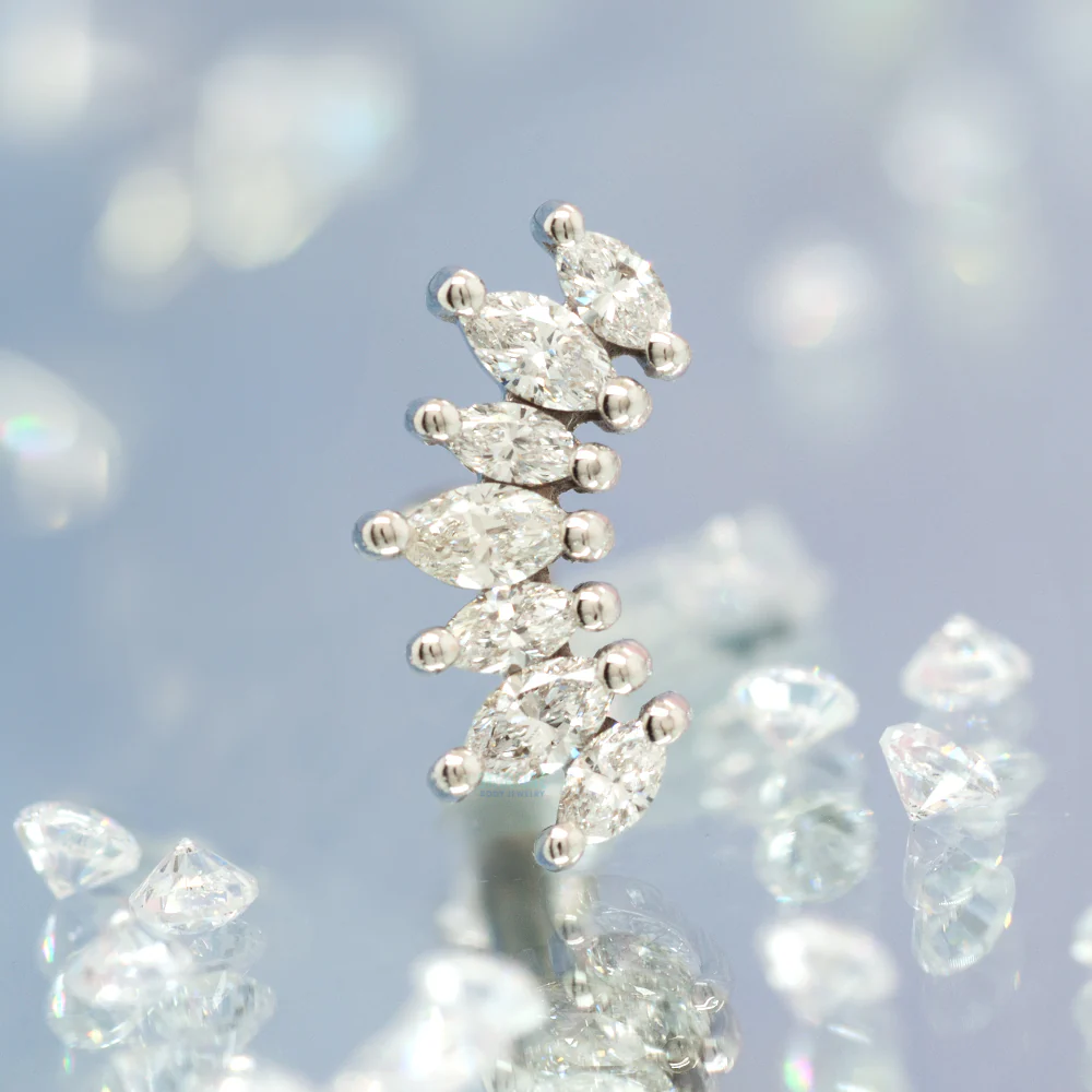 "Athena" Threaded End in Gold & Platinum with DIAMONDS - Image 2