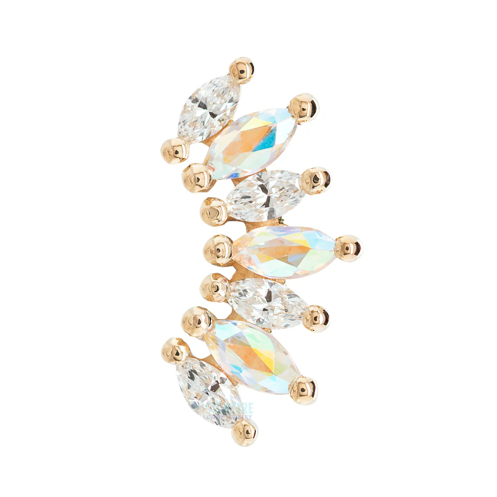 "Athena" Threaded End in Gold with DIAMONDS & Mercury Mist Topaz - Image 3