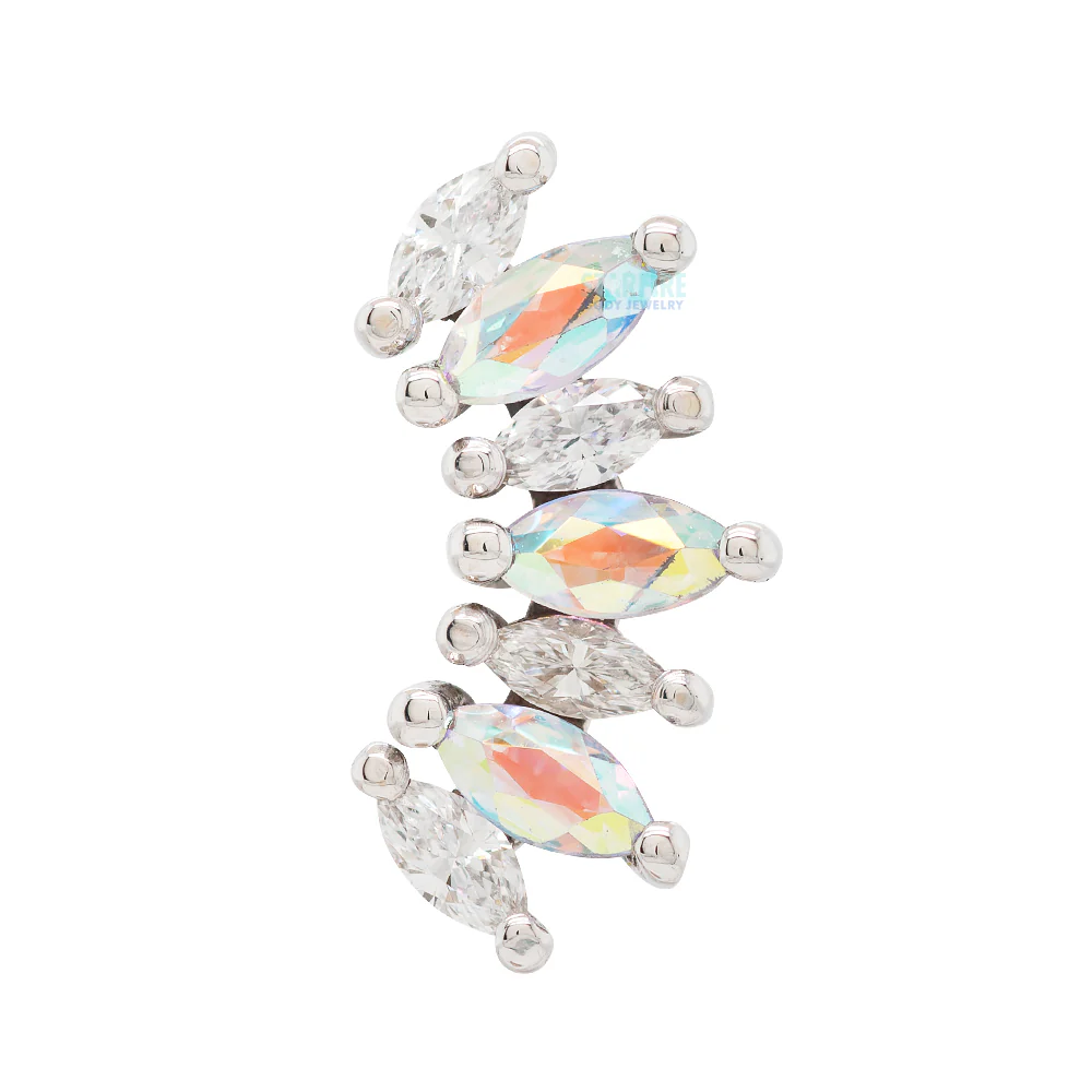 "Athena" Threaded End in Gold with DIAMONDS & Mercury Mist Topaz - Image 4