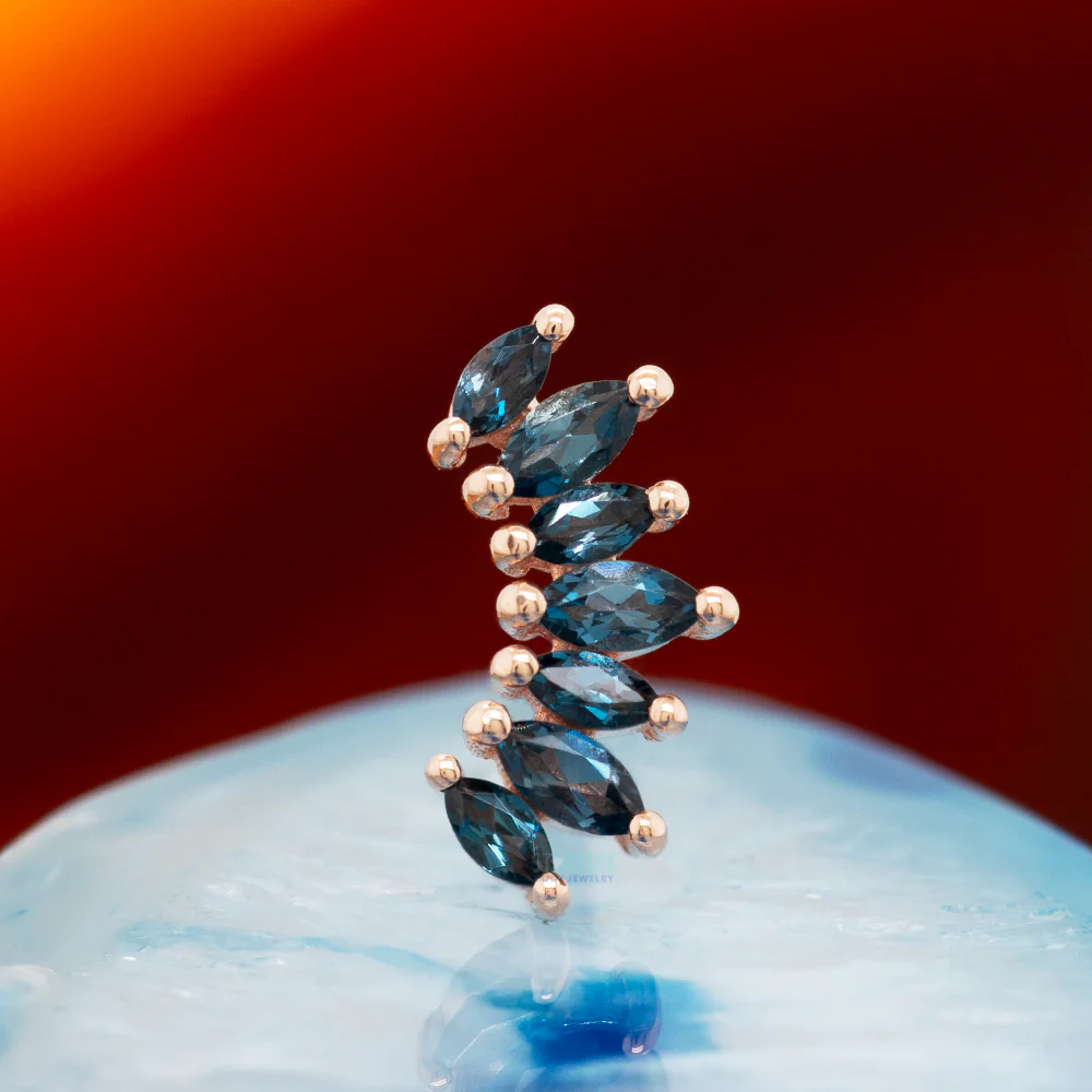 "Athena" Threaded End in Gold & Platinum with London Blue Topaz' - Image 2