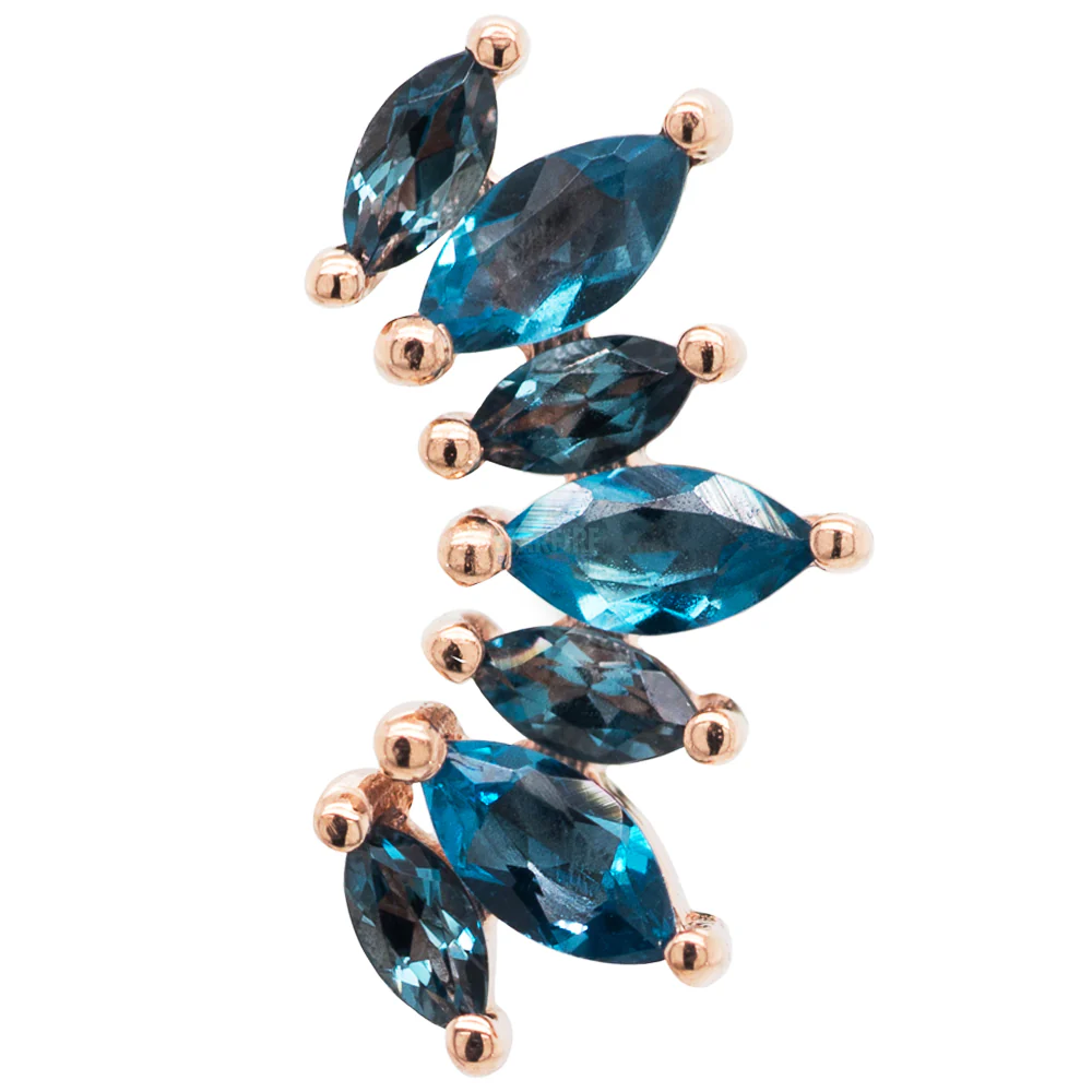 "Athena" Threaded End in Gold & Platinum with London Blue Topaz' - Image 3