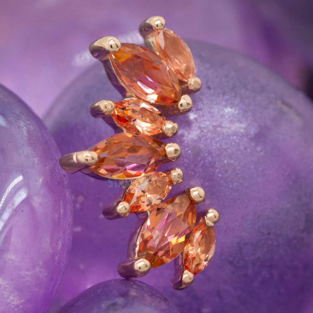 "Athena" Threaded End in Gold with Peach Topaz' & Anastasia Topaz' - Image 2