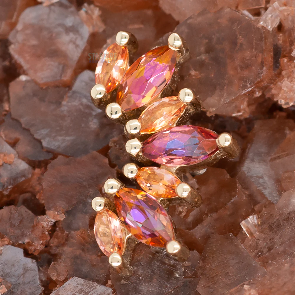 "Athena" Threaded End in Gold with Peach Topaz' & Anastasia Topaz' - Image 3