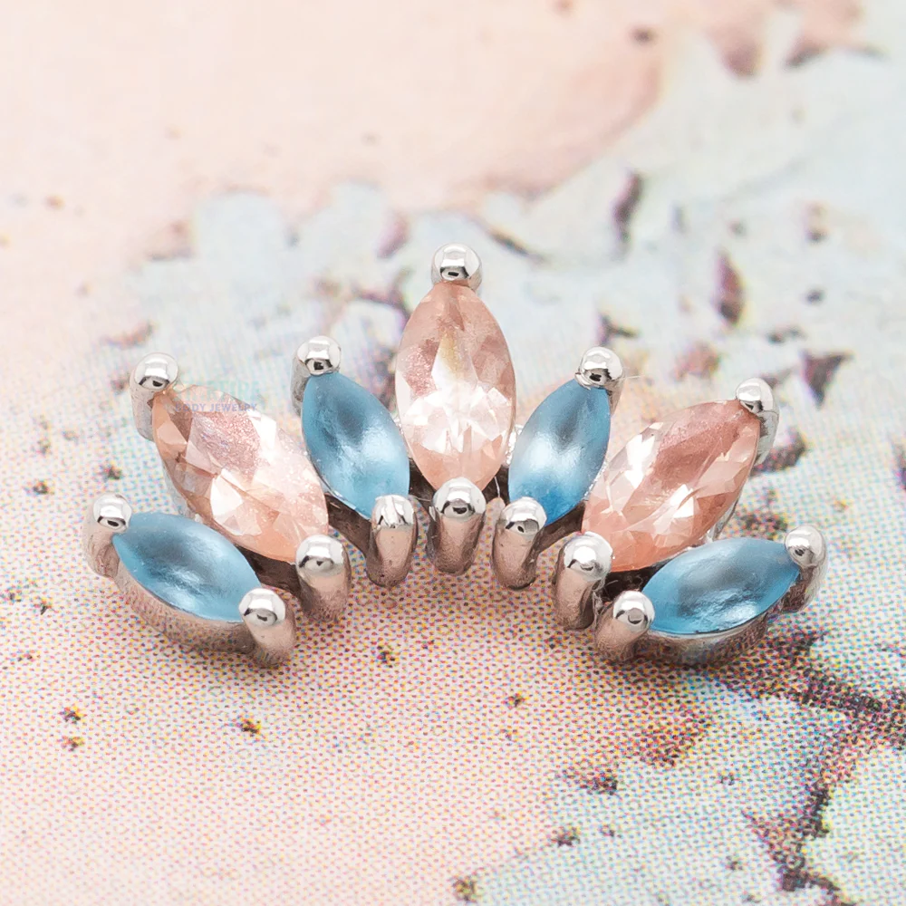 "Athena" Threaded End in Gold with Sandblasted Aquamarine & Oregon Sunstone - Image 2