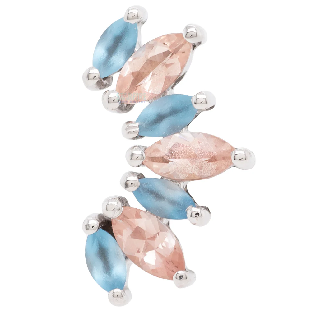 "Athena" Threaded End in Gold with Sandblasted Aquamarine & Oregon Sunstone - Image 3
