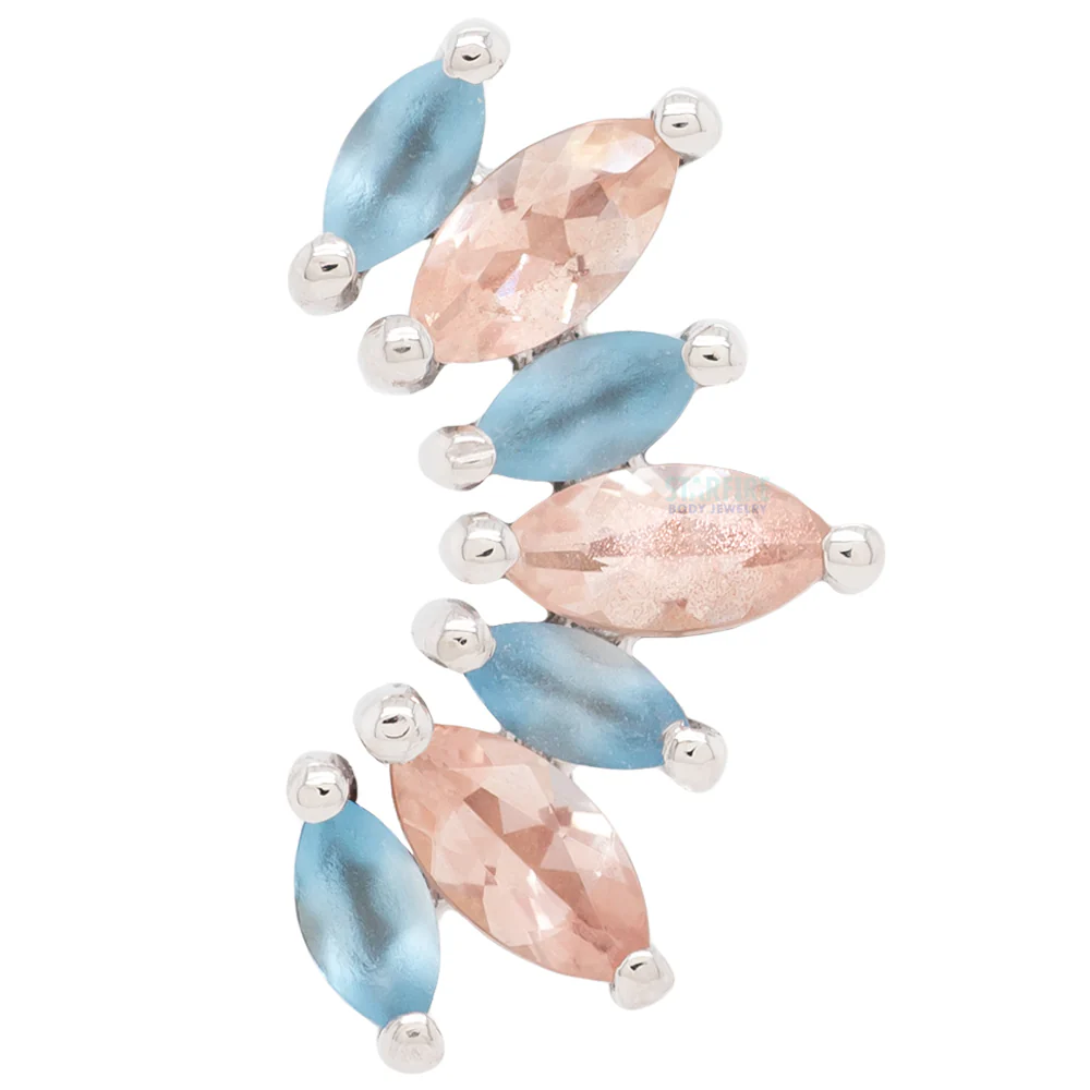"Athena" Threaded End in Gold with Sandblasted Aquamarine & Oregon Sunstone - Image 4