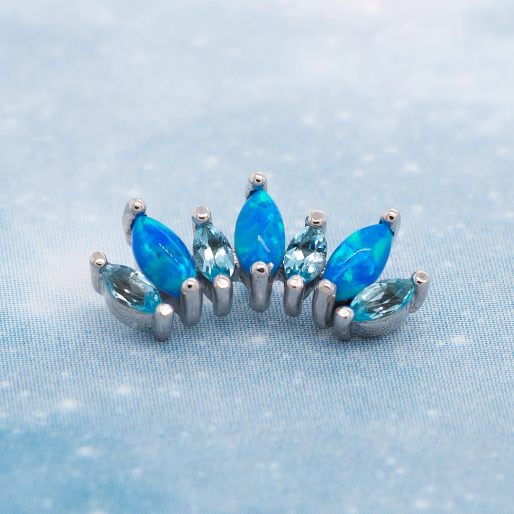 "Athena" Threaded End in Gold with Swiss Topaz' & Sky Blue Opals - Image 2