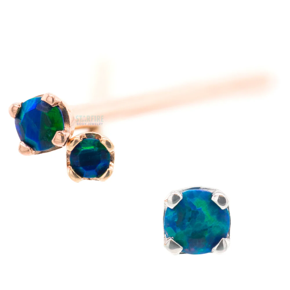 Four Prong Nostril Screw in Gold with Faceted Black Opal