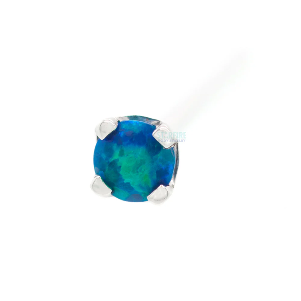 Four Prong Nostril Screw in Gold with Faceted Black Opal - Image 4
