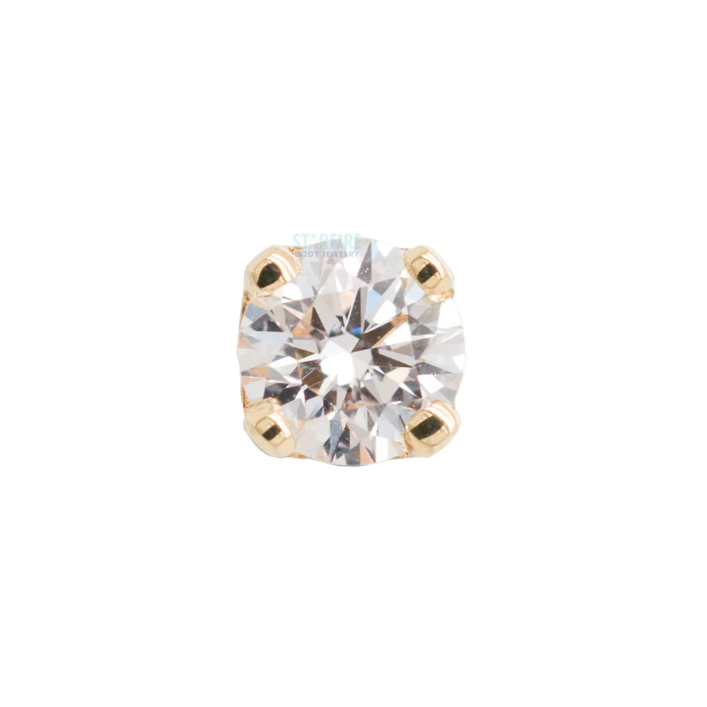 Four Prong Threaded End in Gold with DIAMOND - Image 4