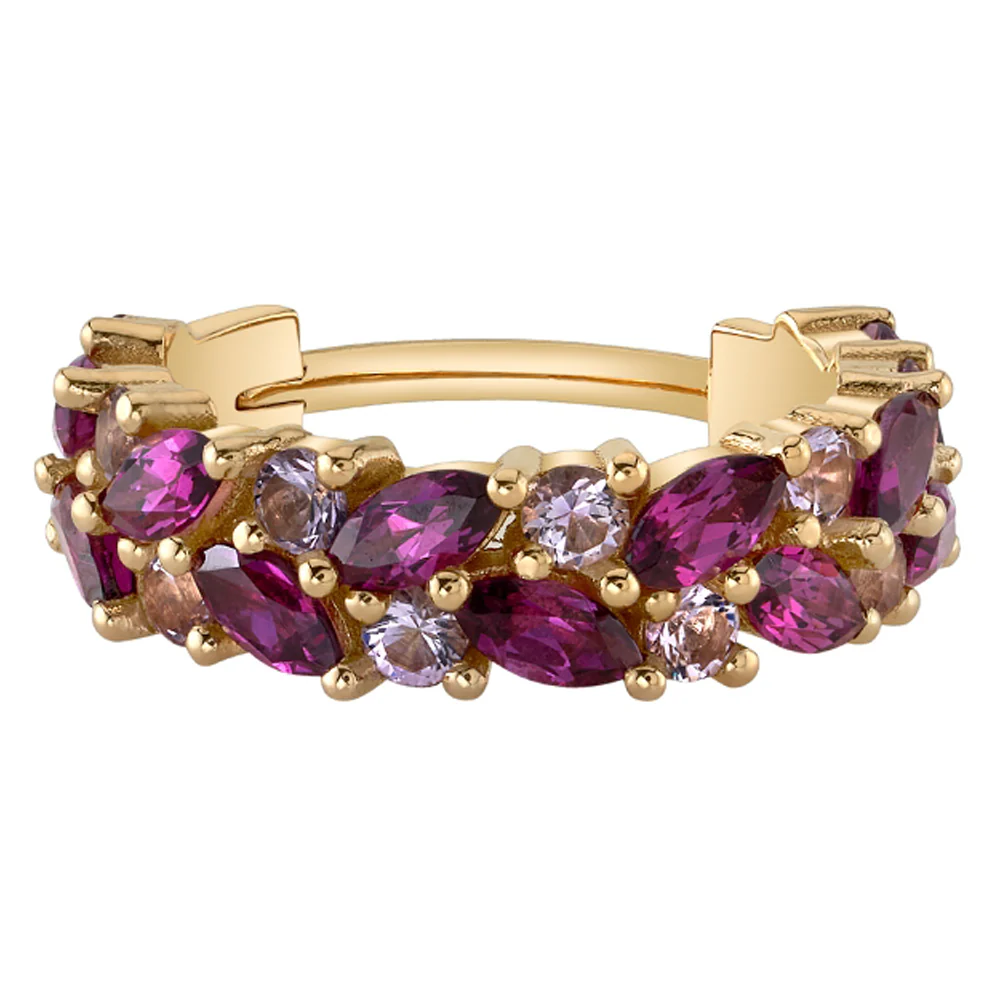 "Isabella" Hinge Ring in Gold with Rhodolite & Light Amethyst - Image 2