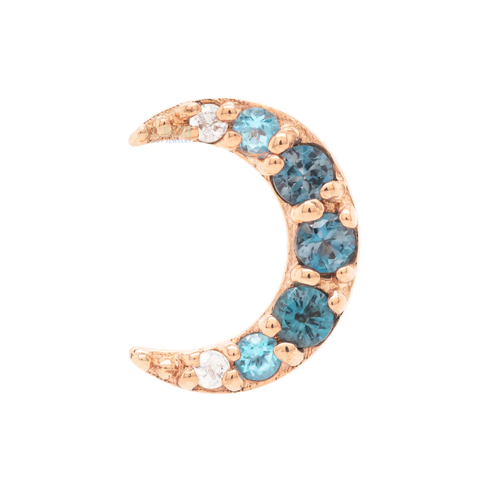 "Jula" Threaded End in Gold with Gradient Gemstones: Genuine London Blue Topaz', Ice Blue Topaz' & White CZ's - Image 5